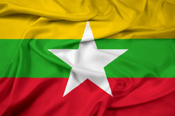 Bandeira da Birmânia acenando — Fotografia de Stock