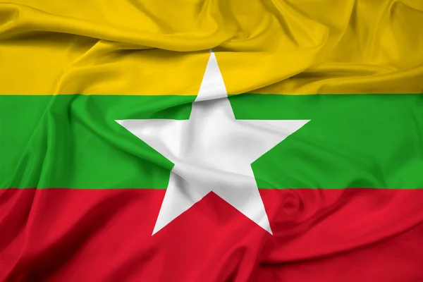 Burma-Flagge schwenken — Stockfoto