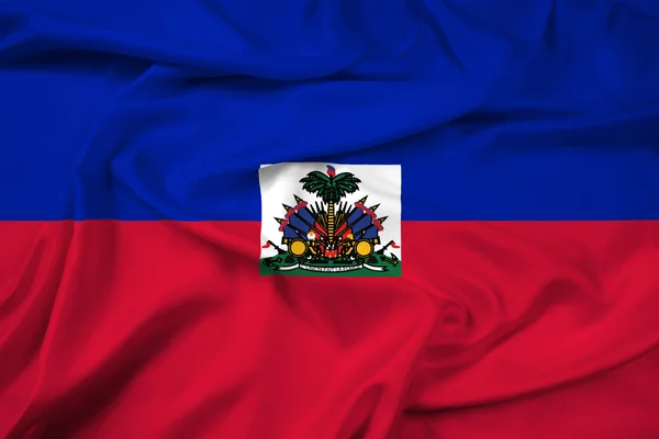 Agitant le drapeau d'Haïti — Photo