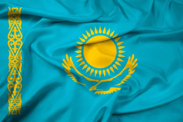 Acenando Bandeira do Cazaquistão — Fotografia de Stock