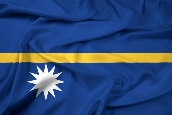 Brandissant le drapeau Nauru — Photo