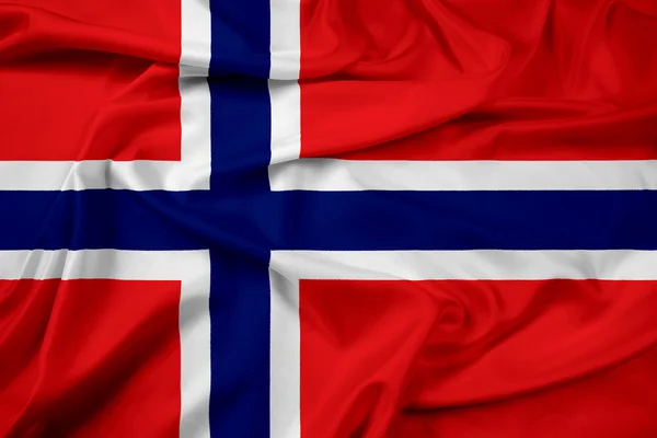 Ondeando bandera de Noruega — Foto de Stock