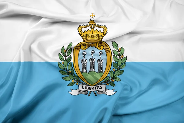 San Marino Flagge schwenken — Stockfoto