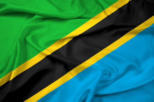 Viftar tanzania flagga — Stockfoto