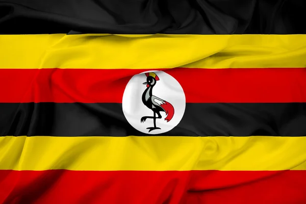 Ondeando bandera de Uganda —  Fotos de Stock
