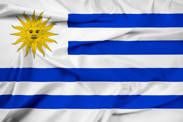 Ondeando bandera de Uruguay — Foto de Stock