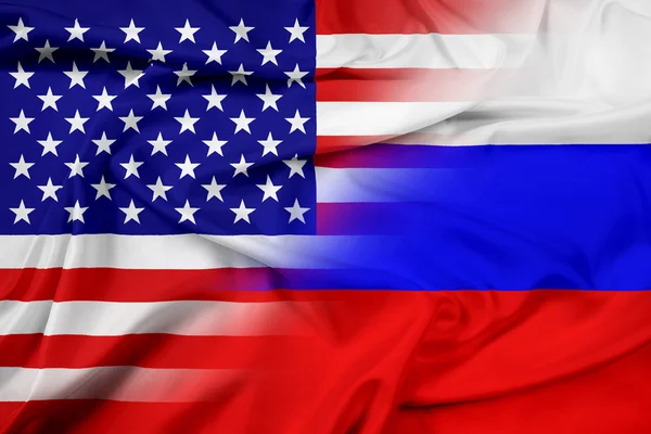 USA und Russland schwenken Flagge — Stockfoto