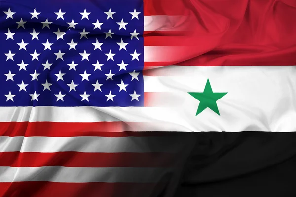 Sventolando bandiera USA e Siria — Foto Stock