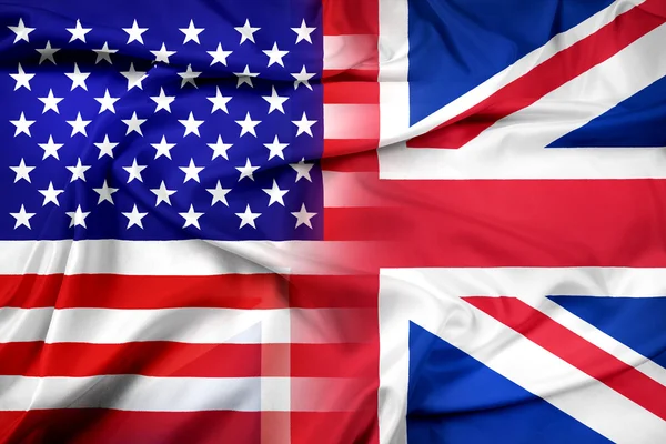 Waving USA and UK Flag — Stock Photo, Image