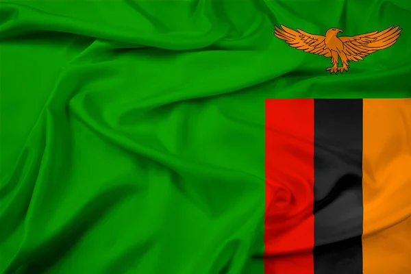 Machać flaga Zambii — Zdjęcie stockowe
