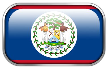 Belize bayrağı dikdörtgen parlak düğme