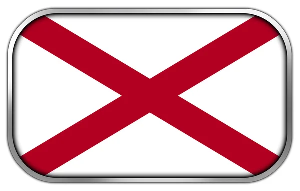Alabama státní vlajky obdélník lesklý tlačítko — Stock fotografie