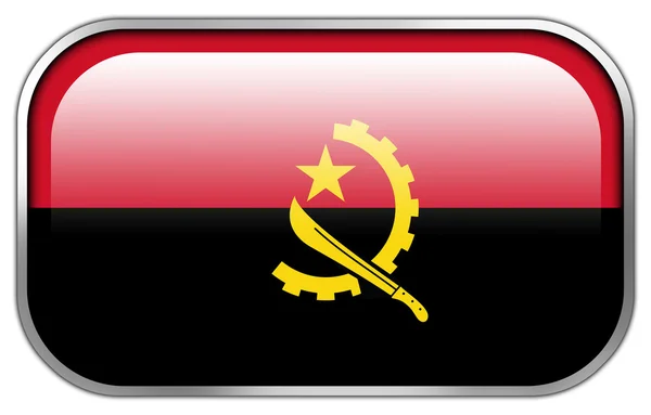 Angola Flagge Rechteck glänzenden Knopf — Stockfoto