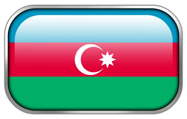 Azerbaijan Flagge Rechteck glänzenden Knopf — Stockfoto