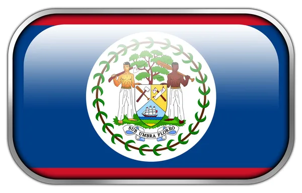 Belize Bandeira retângulo brilhante botão — Fotografia de Stock