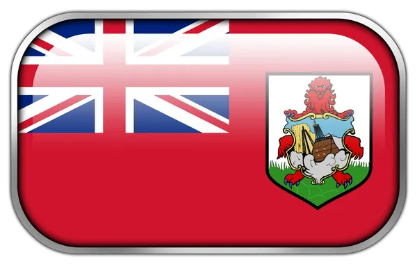 Bermuda Bandeira retângulo brilhante botão — Fotografia de Stock