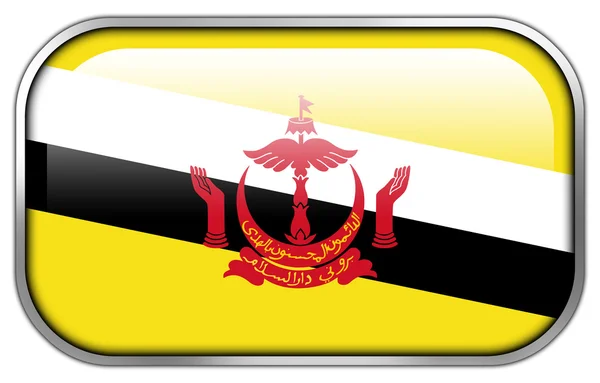 Brunei Flag rectangle glossy button — Stock Photo, Image