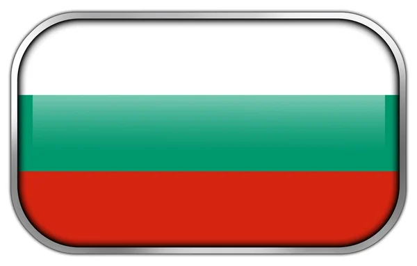 Bulgaria Flag rectangle glossy button — Stock fotografie