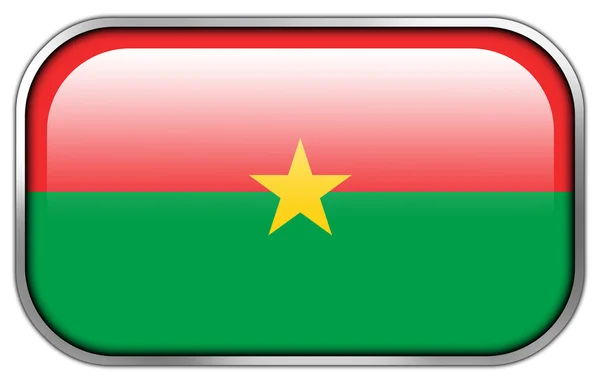 Burkina Faso Bandeira retângulo brilhante botão — Fotografia de Stock