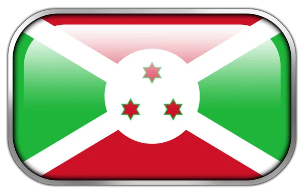 Burundi Flagge Rechteck glänzenden Knopf — Stockfoto