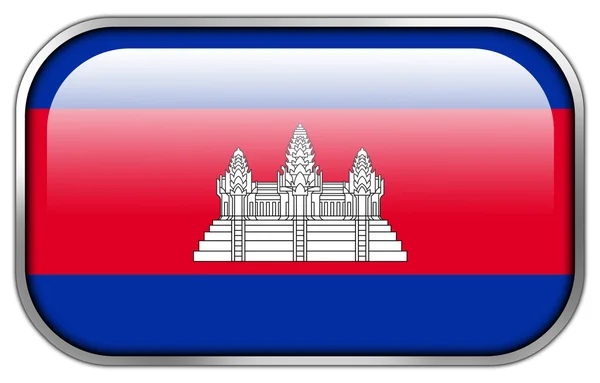 Camboya Bandera rectángulo botón brillante — Foto de Stock