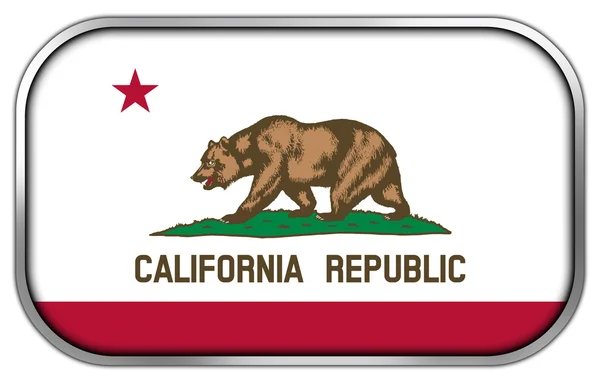 Californië staat vlag rechthoek glanzende knop — Stockfoto