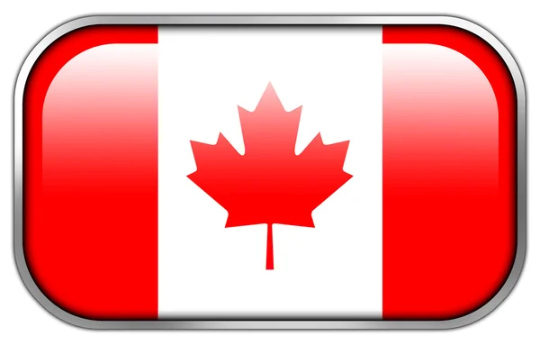 Canada vlag rechthoek glanzende knop — Stockfoto