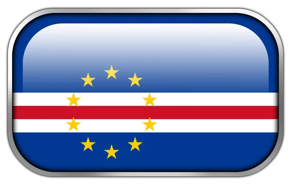 Botón brillante rectángulo bandera de Cabo Verde — Foto de Stock