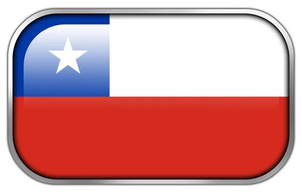 Şili bayrağı dikdörtgen parlak düğme — Stok fotoğraf