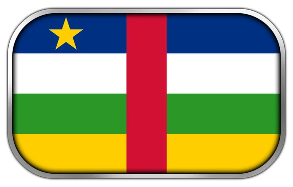中央アフリカ共和国国旗四角光沢のあるボタン — ストック写真