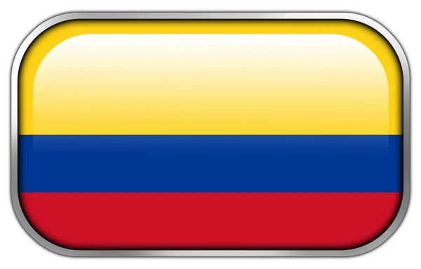 Colômbia Bandeira retângulo brilhante botão — Fotografia de Stock