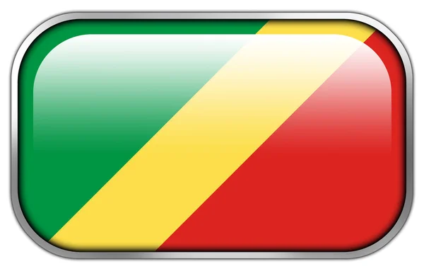 Congo República Bandeira retângulo brilhante botão — Fotografia de Stock