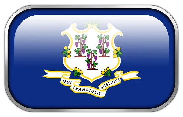 Connecticuts flagga rektangel blankt knappen — Stockfoto