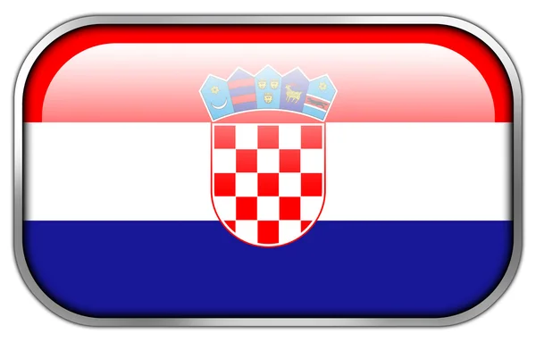 Kroatië vlag rechthoek glanzende knop — Stockfoto
