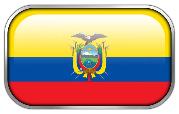 Еквадор прапор прямокутник глянсовий кнопки — стокове фото