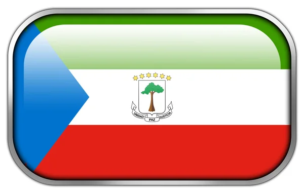Guinea Equatoriale Bandiera rettangolo pulsante lucido — Foto Stock