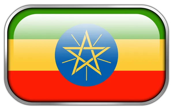 Ethiopië vlag rechthoek glanzende knop — Stockfoto