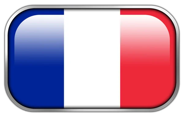 Bouton brillant rectangle indicateur de France — 图库照片