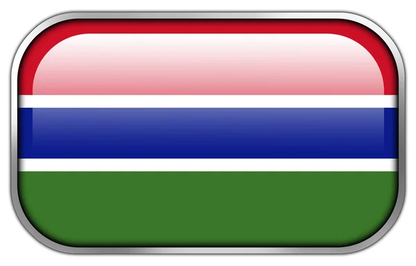 Gambia Flag rectangle glossy button — Stock Photo, Image