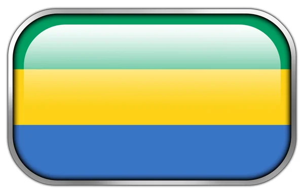 Gabon Flag rektangel blank knap - Stock-foto