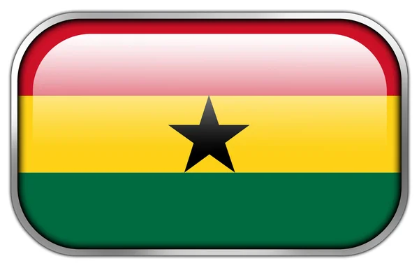 Ghana Flag rectangle glossy button — Stock Photo, Image