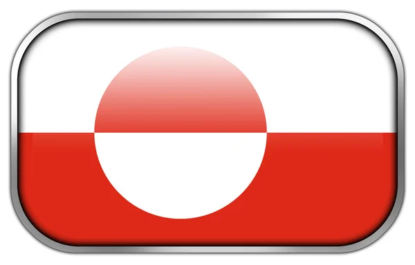 Grönlands flagga rektangel blankt knappen — Stockfoto
