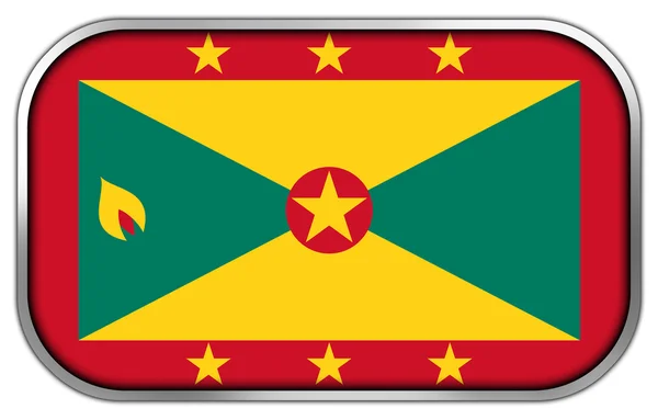 格林纳达国旗矩形光泽按钮 — 图库照片