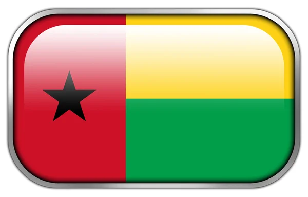 Guinee bissau vlag rechthoek glanzende knop — Stockfoto