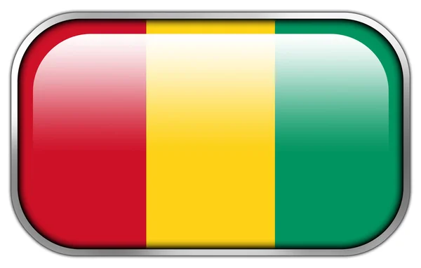 Guinea Flag rectangle glossy button — Stock Photo, Image