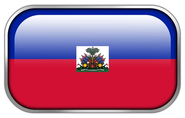 Haiti Bandeira retângulo brilhante botão — Fotografia de Stock