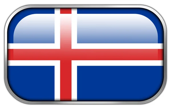 Iceland Flag rectangle glossy button — Stock Photo, Image