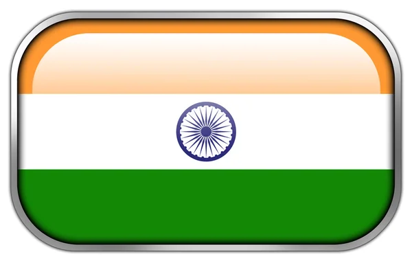 인도 깃발 사각형 글로시 버튼 — 스톡 사진