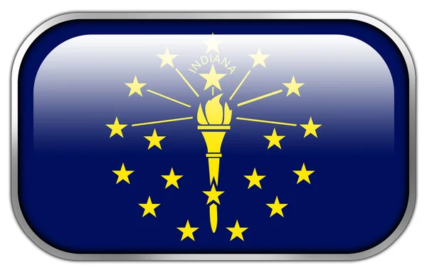Indiana státu vlajky obdélník lesklý tlačítko — Stock fotografie