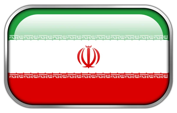 이란 국기 사각형 글로시 버튼 — 스톡 사진